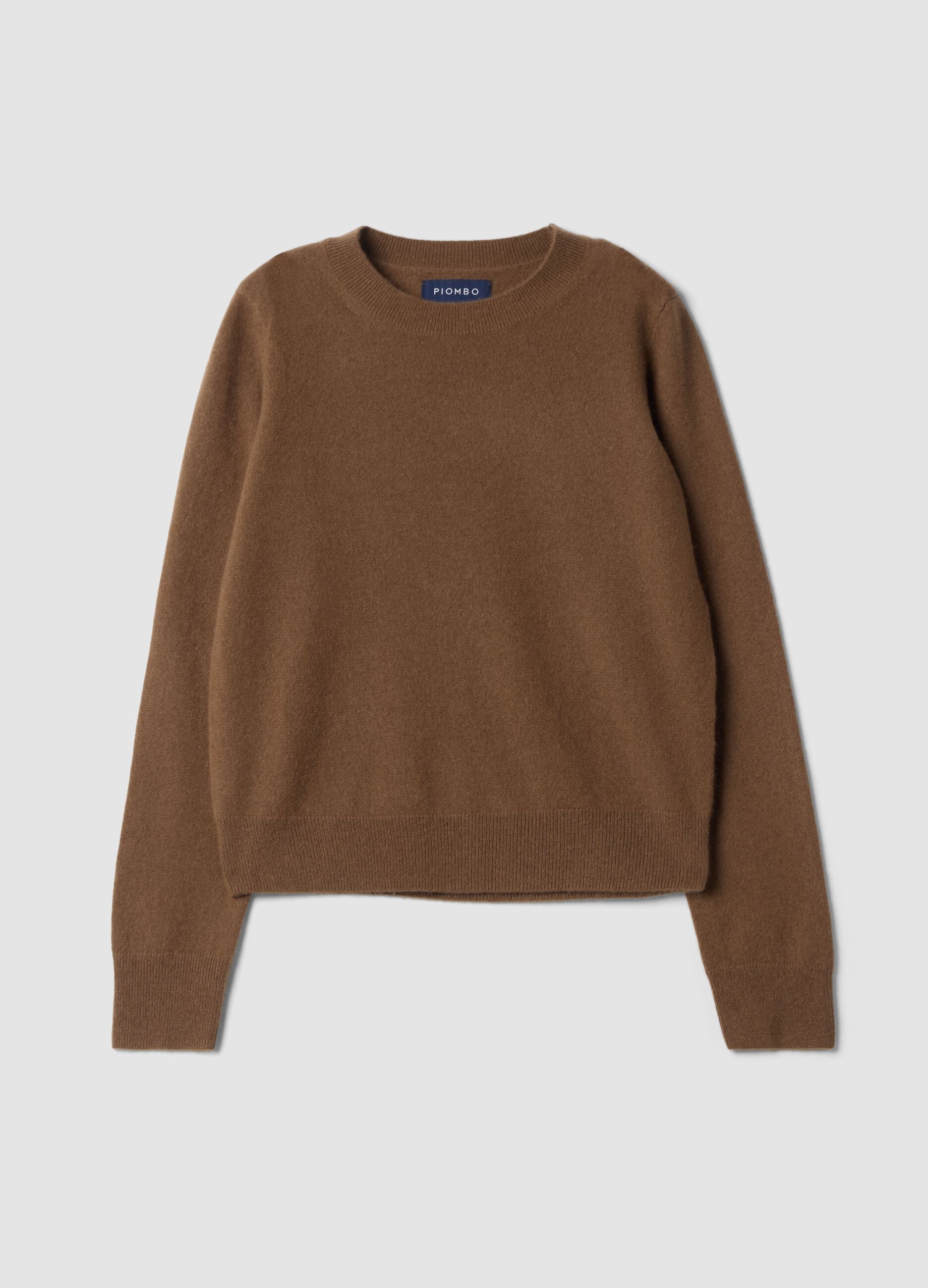 Brown pure cashmere crew-neck jumper