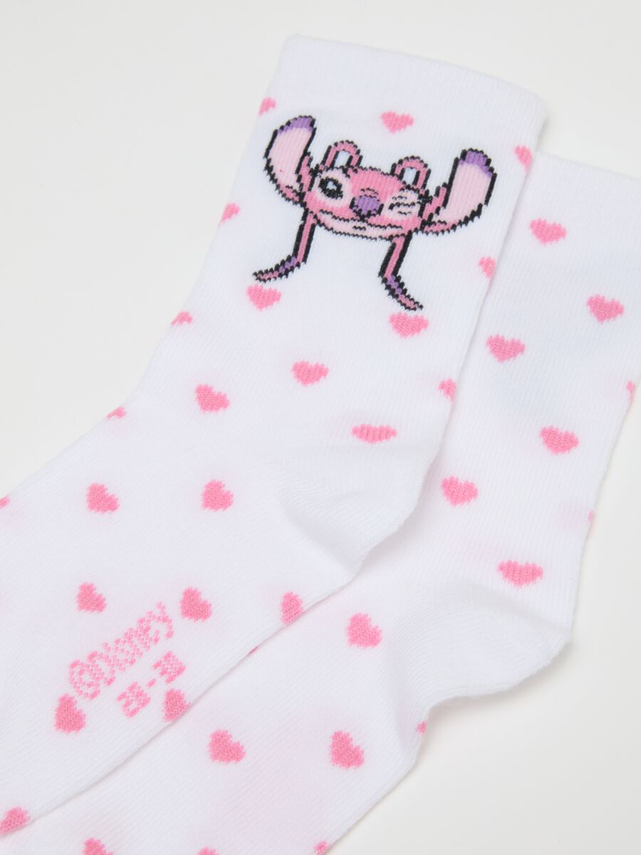 Three-pack of multicolour cotton blend girls' socks with Stitch print_2