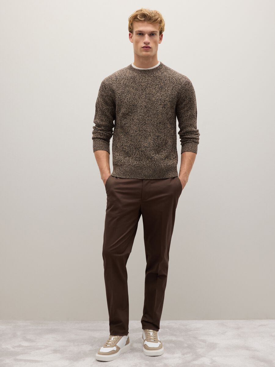 Brown round neck sweater regular fit_1