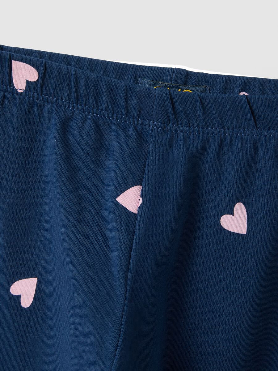 Leggings in cotone elasticizzato blu da bambina slim fit con disegni_2