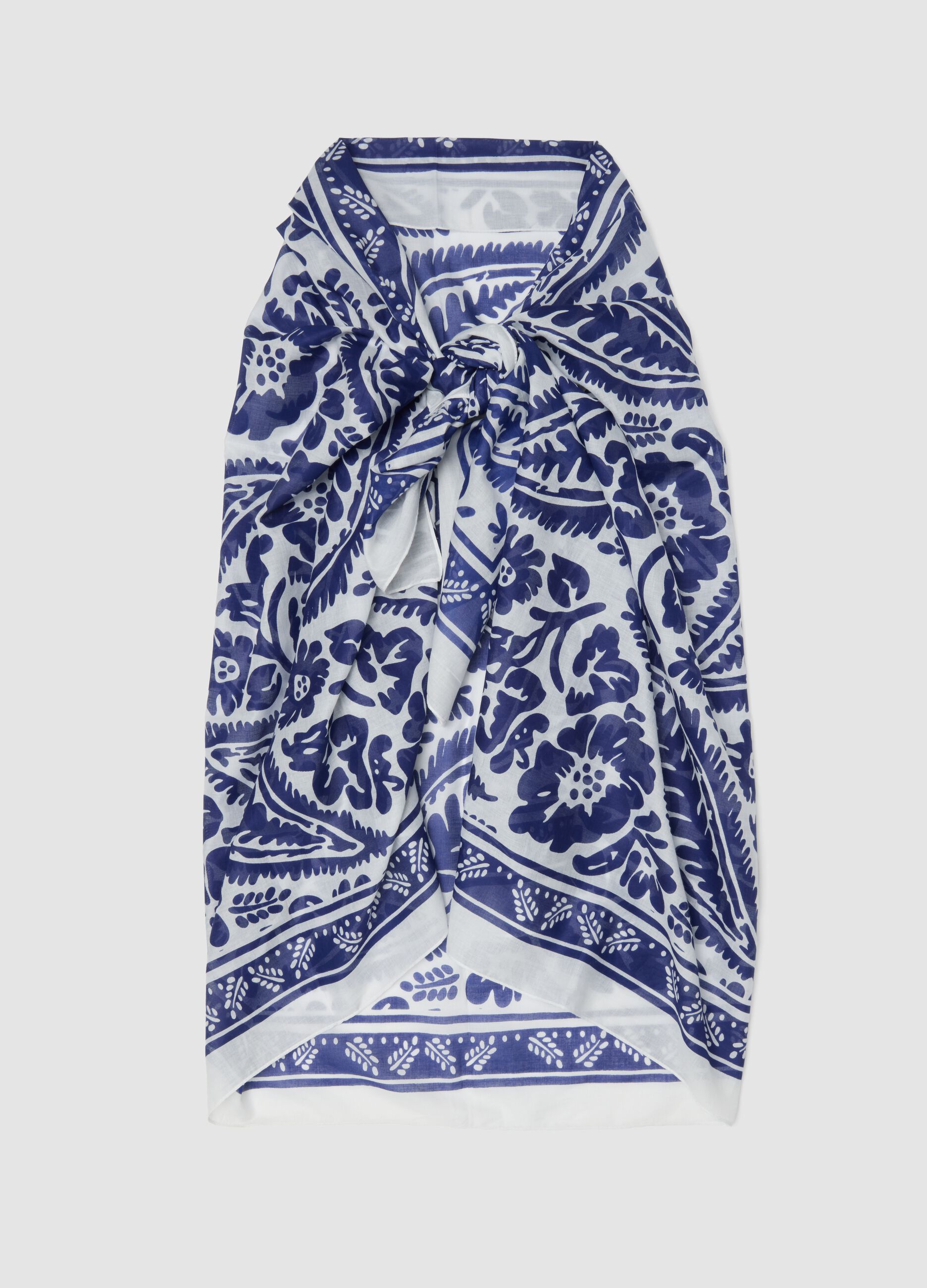 Blue and white pure cotton pareo