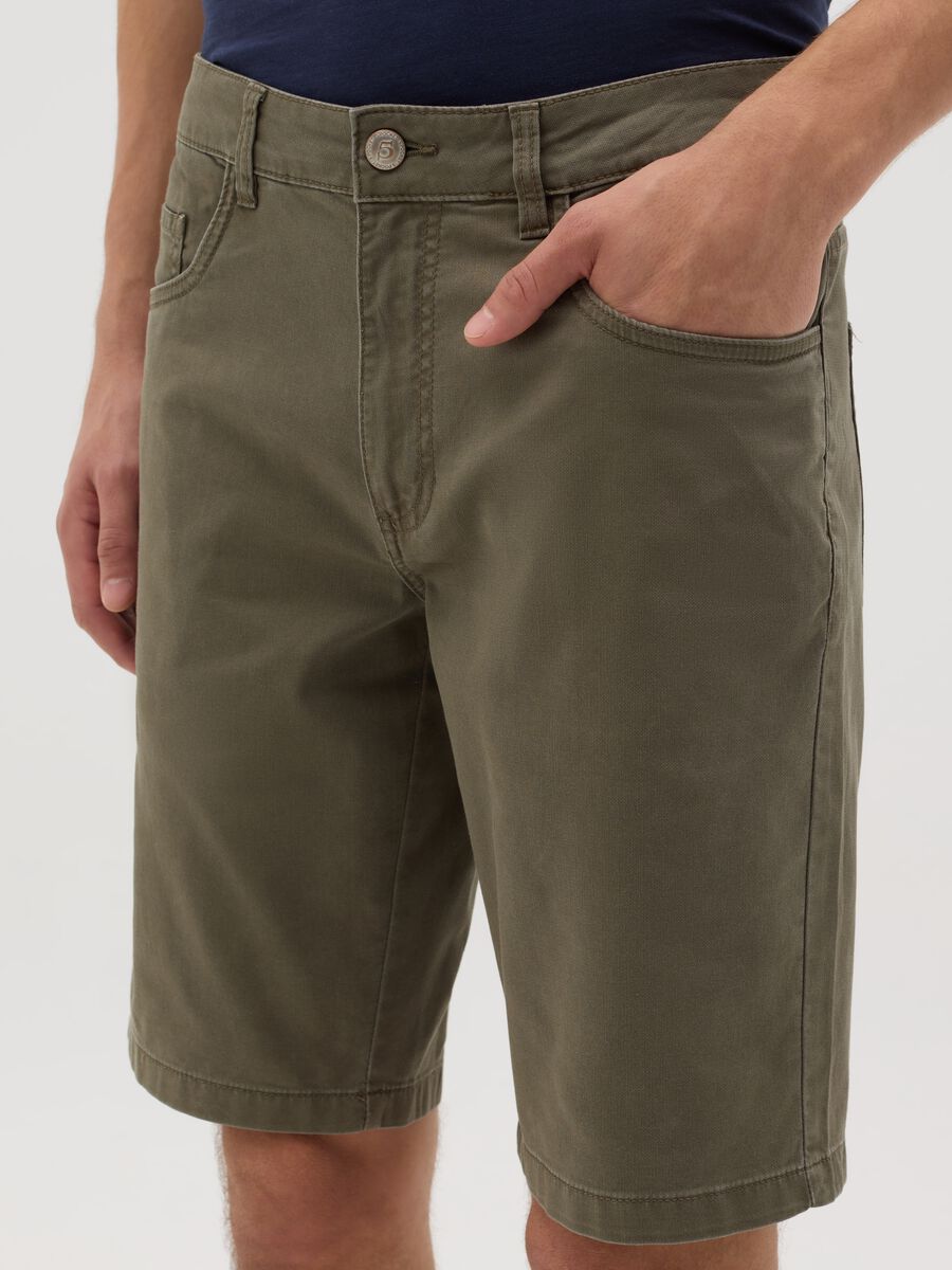 Stretch Cotton Bermuda Shorts in Green by Ovs_3