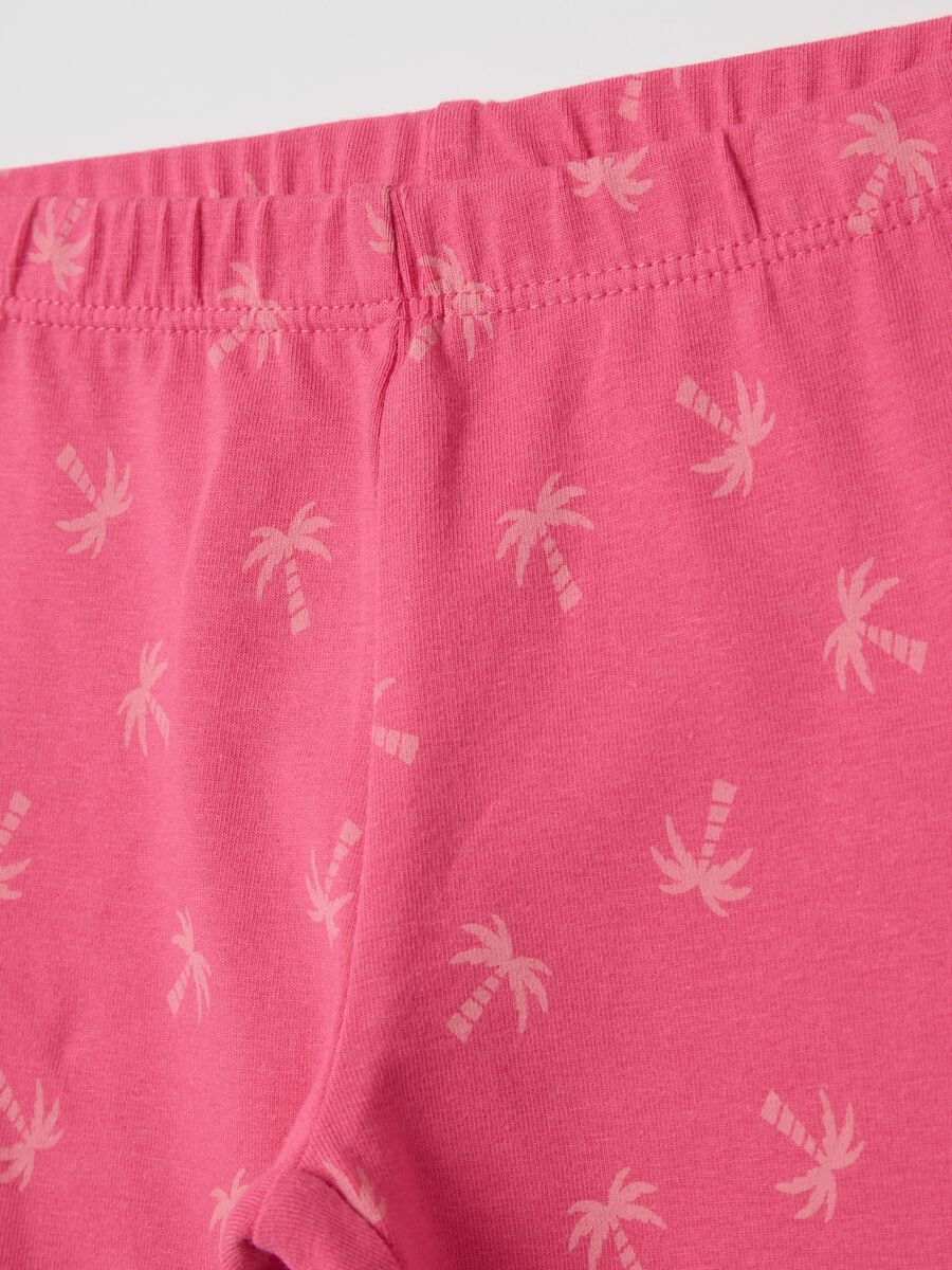 Two-pack blue and pink three-quarter leggings with print_3