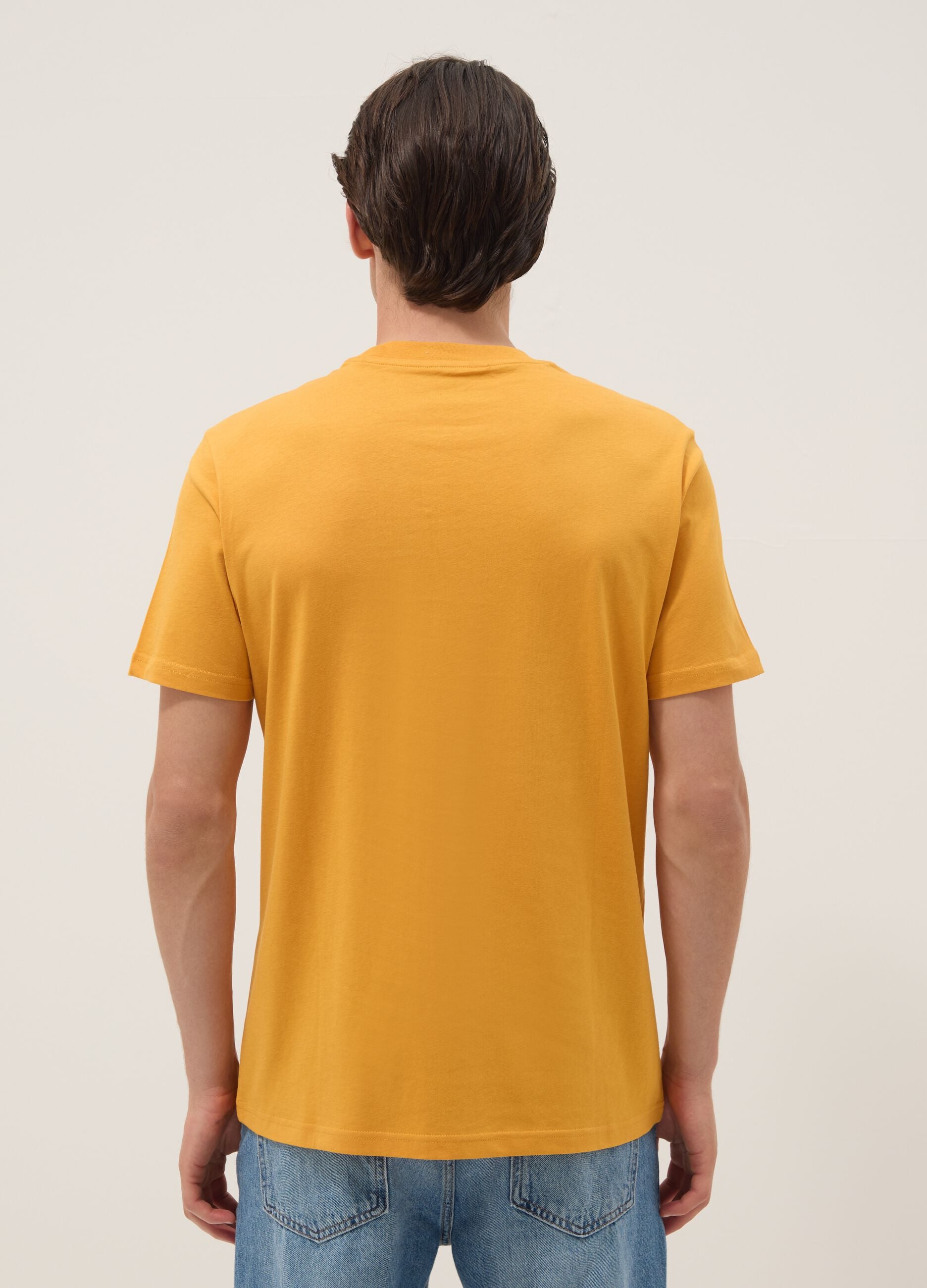 T-shirt arancione in puro cotone con stampa frontale regular fit