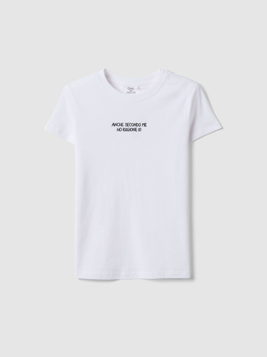 T-shirt in puro cotone bianca da ragazza regular fit con scritta_3