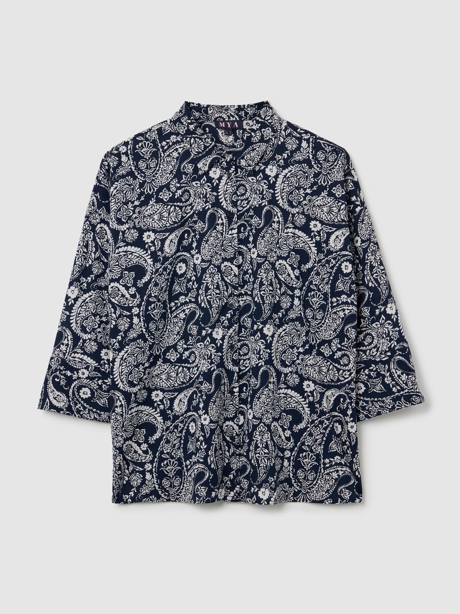 Blue paisley patterned cotton shirt_4