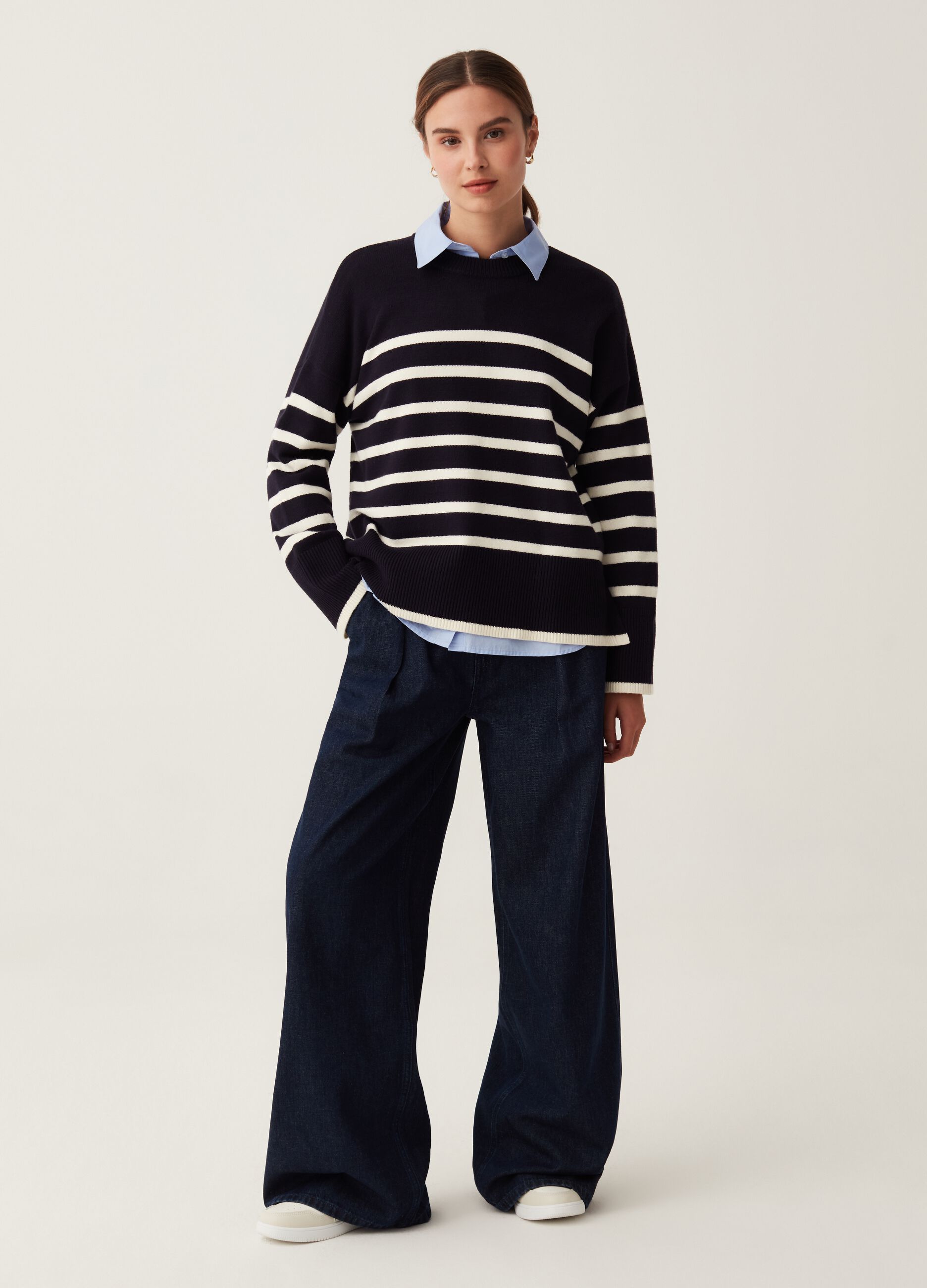 Jeans wide leg con pinces_0