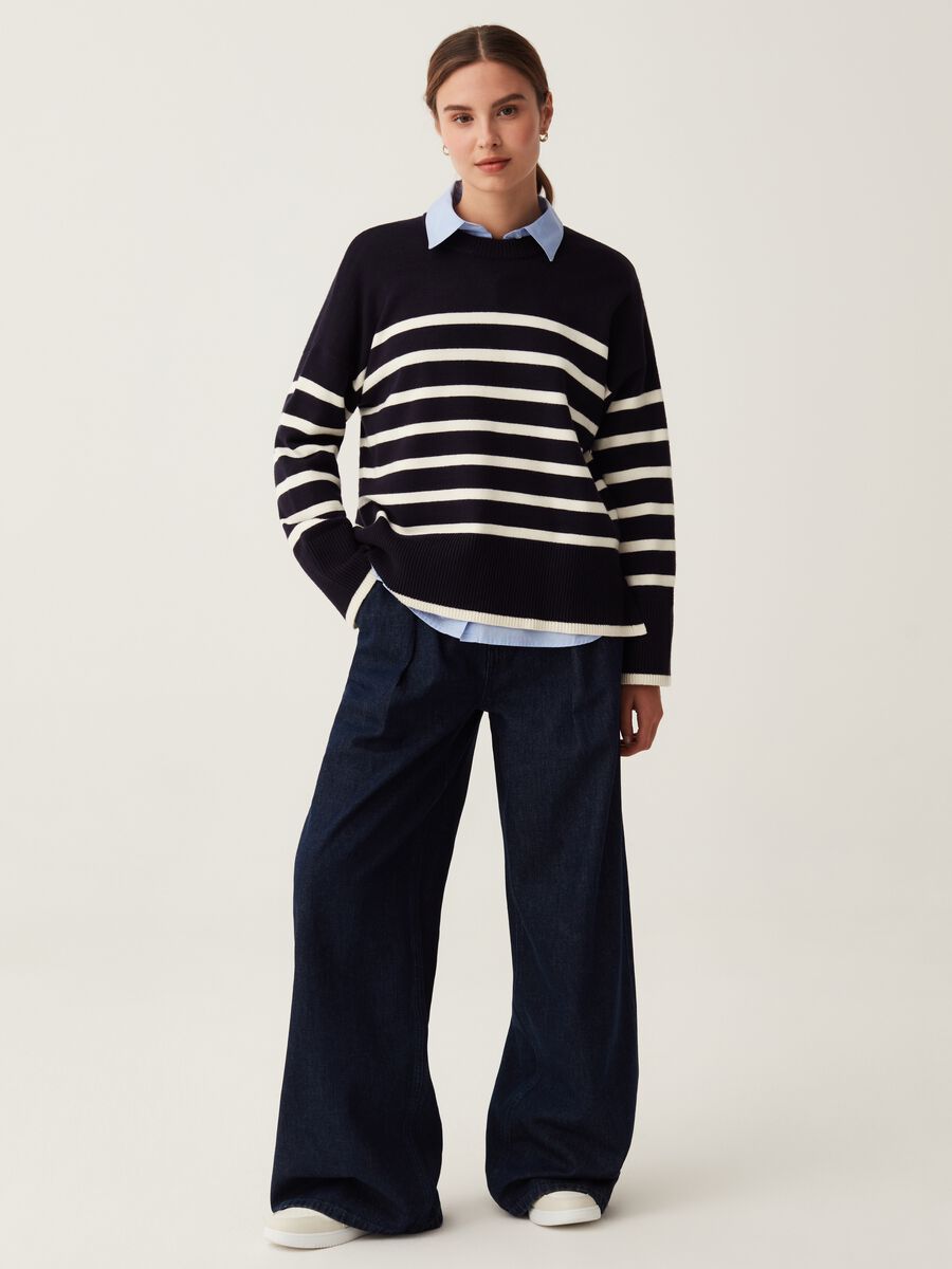 Jeans wide leg con pinces_0