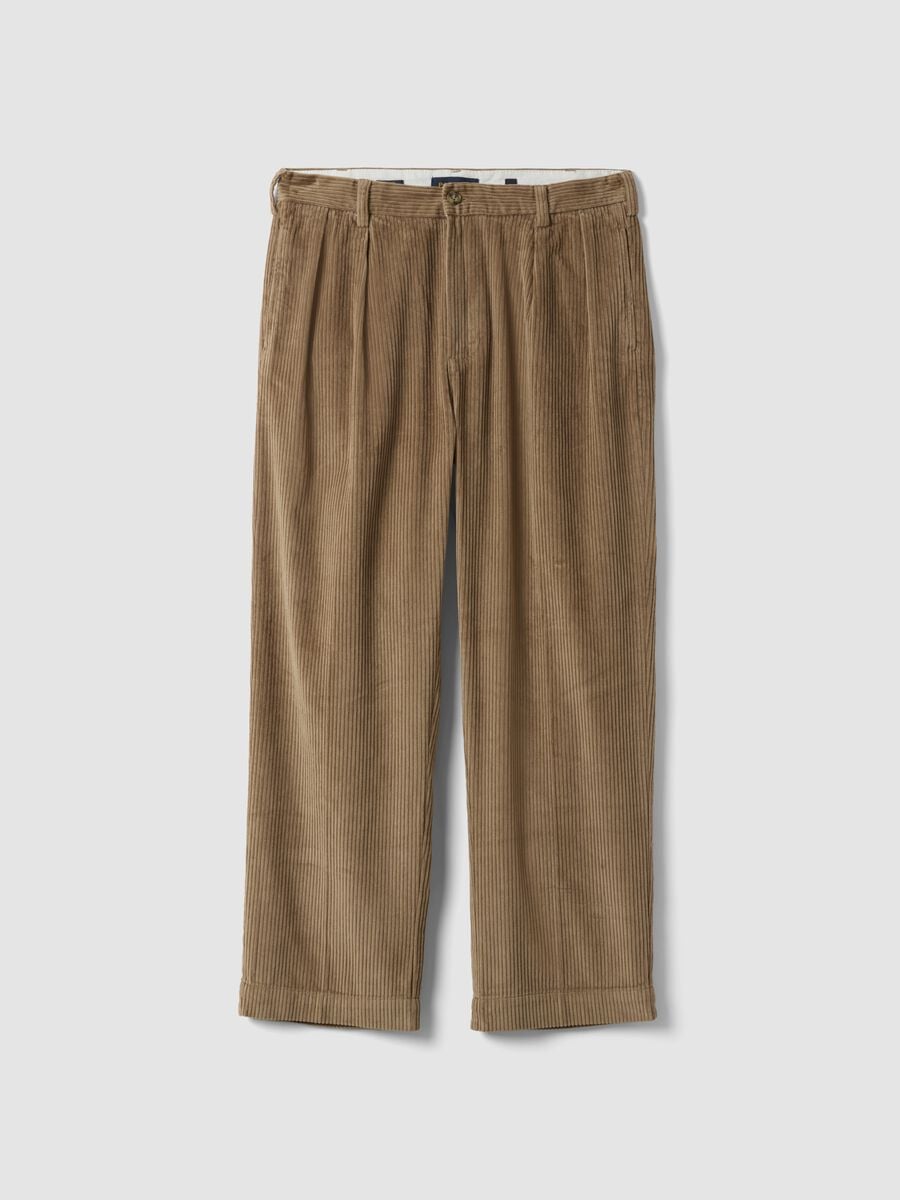 Brown pure cotton corduroy baggy-fit trousers_0