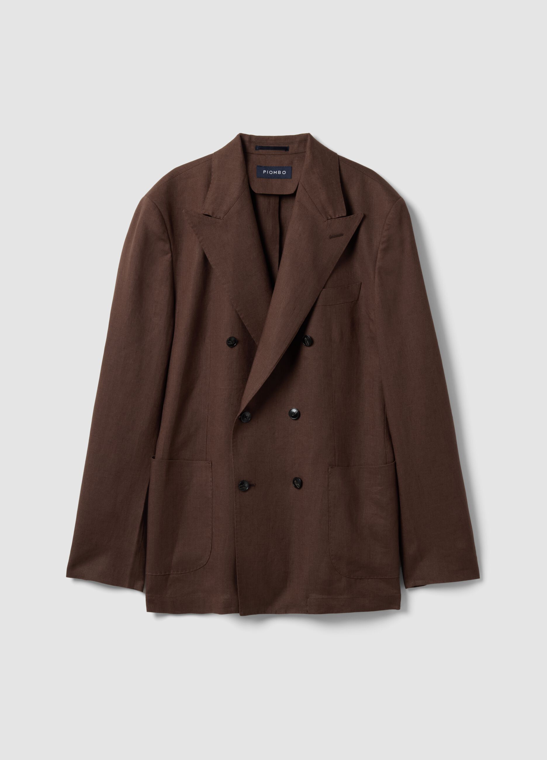 Brown Pure Linen Regular Fit Blazer