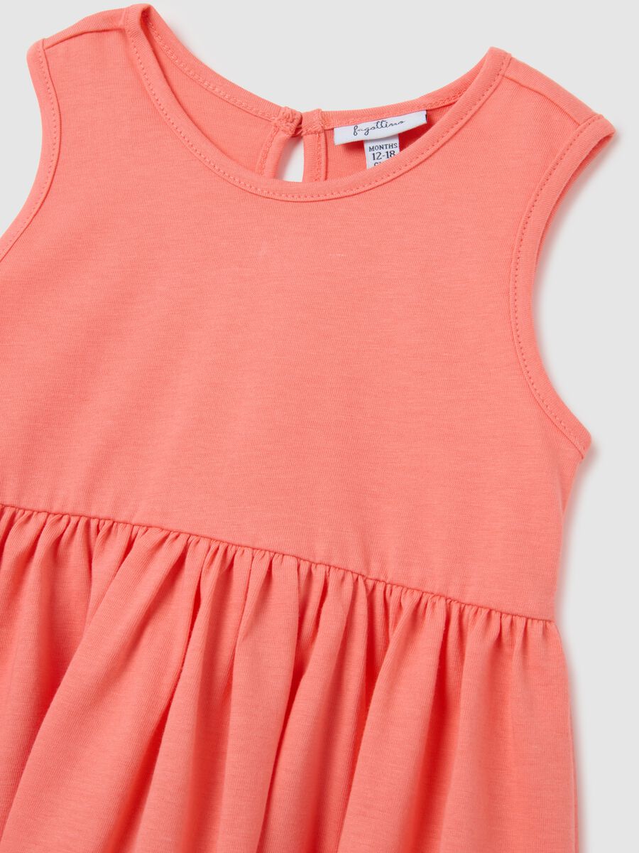 Baby girl dress in pure orange cotton regular fit_2