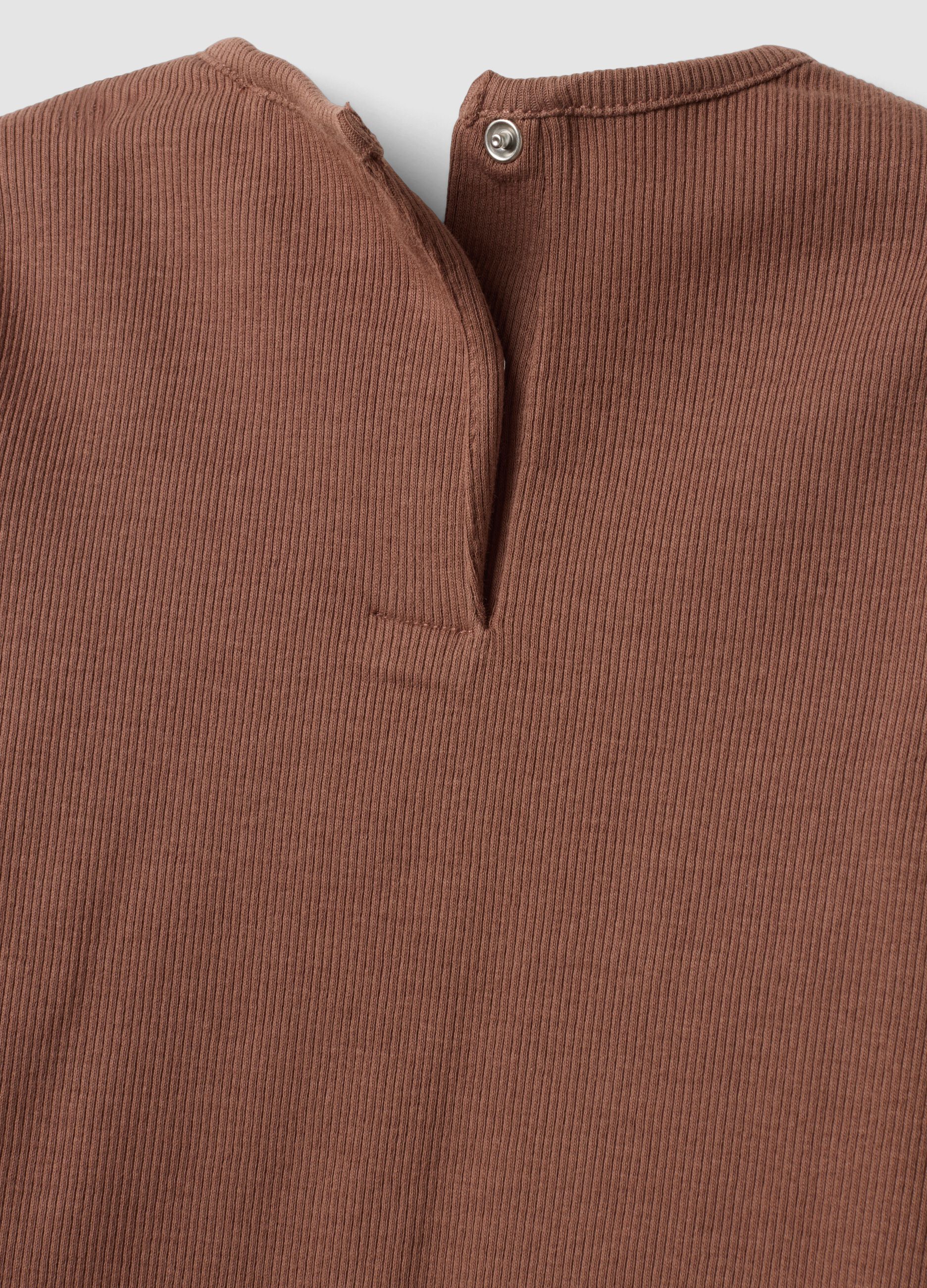 Brown stretch organic cotton pyjamas for baby girl