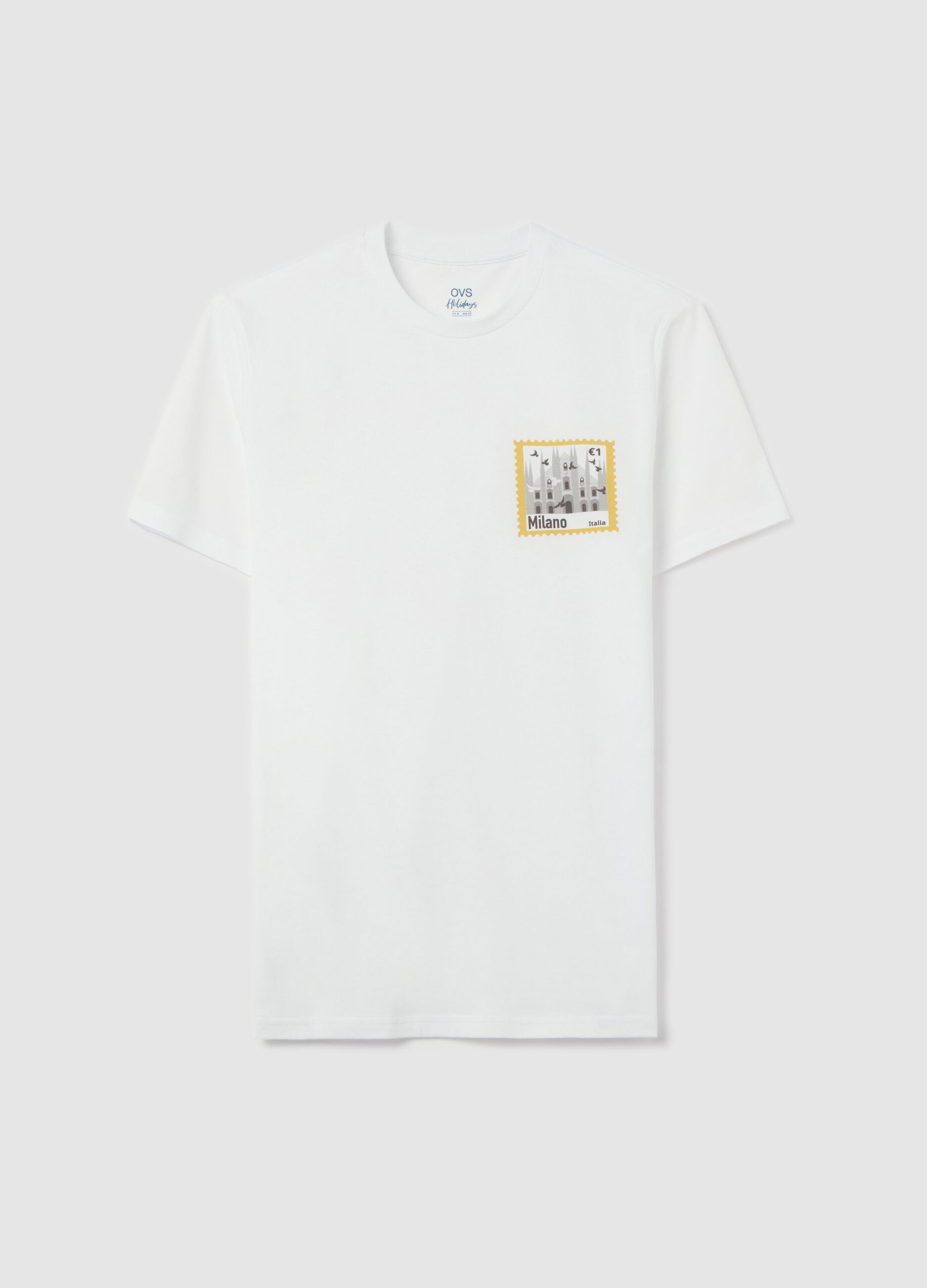 Cotton T-shirt with "Milano" print