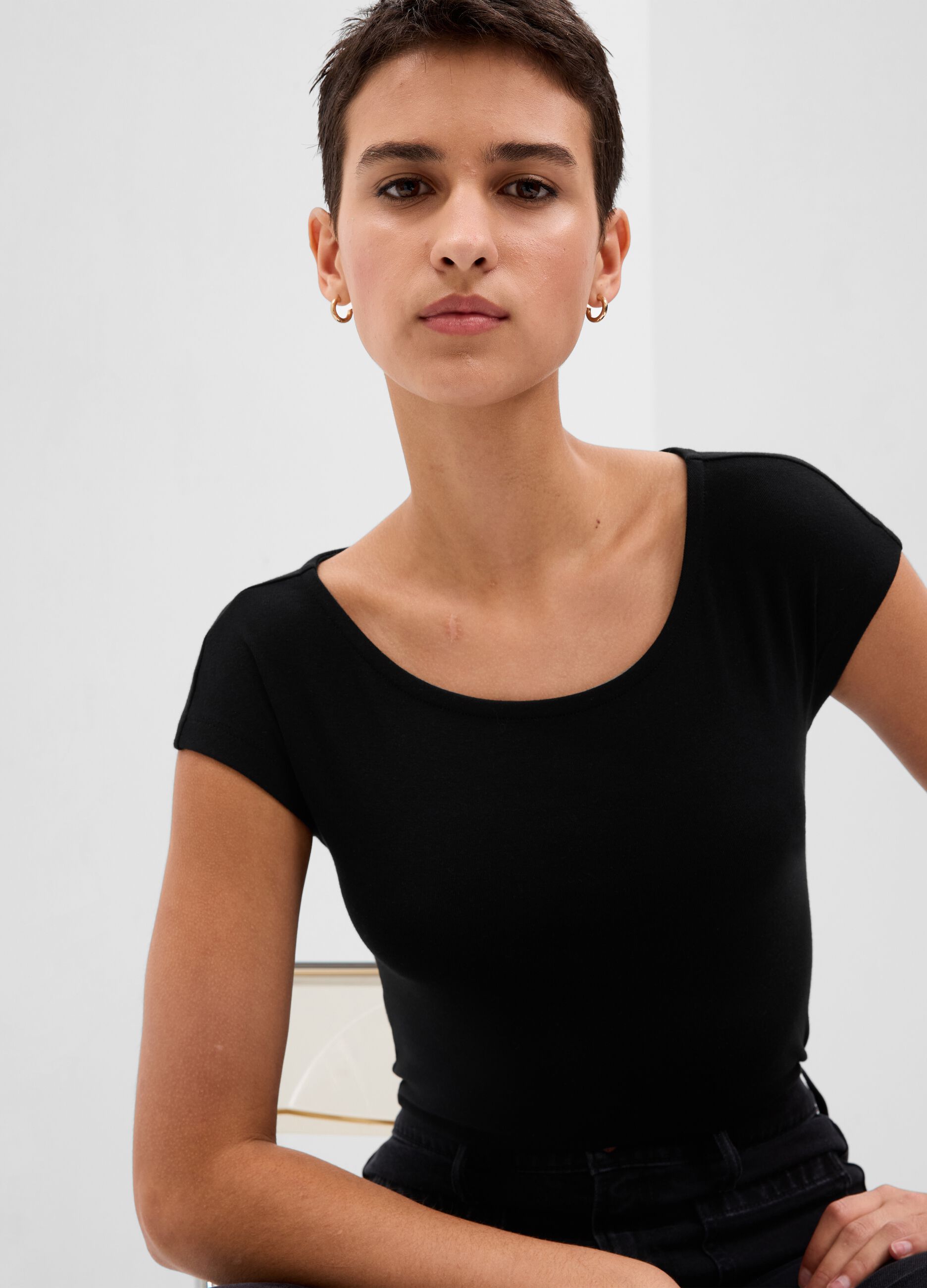 Boat neck T-shirt