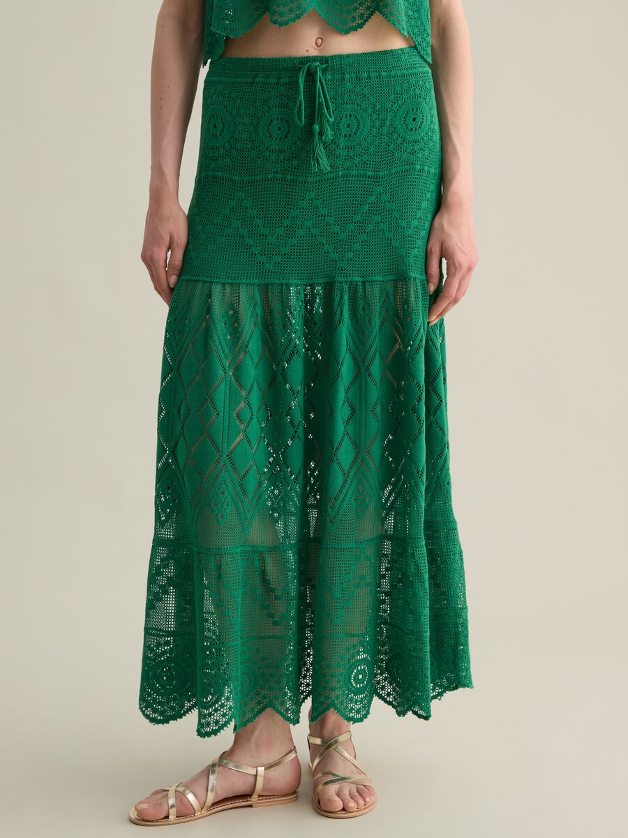 Green skirt with cotton and polyester texture Piombo_1