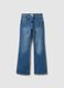 Blue denim bootcut jeans with studs_4