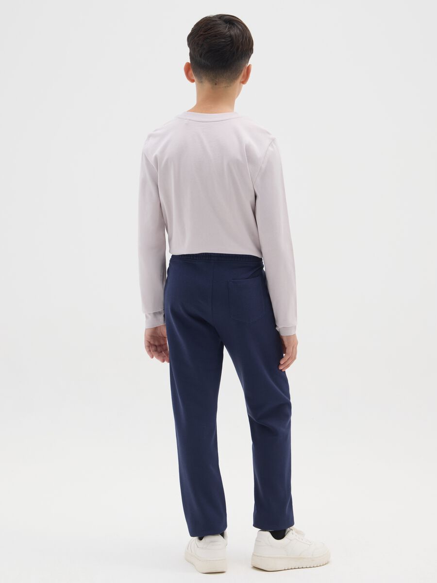 Pantaloni jogger da ragazzo in puro cotone blu regular fit_1
