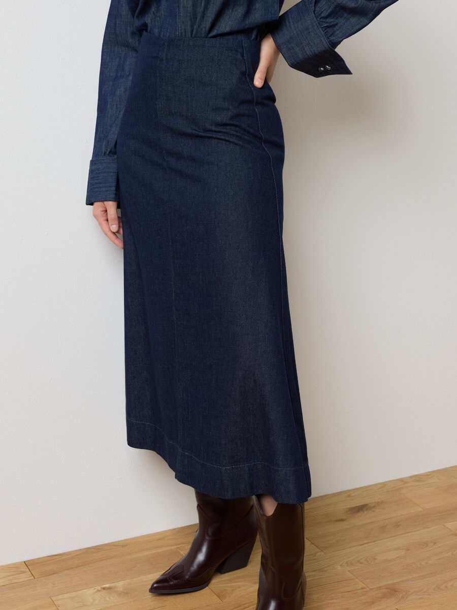 Pure Cotton Blue Skirt Regular Fit_3