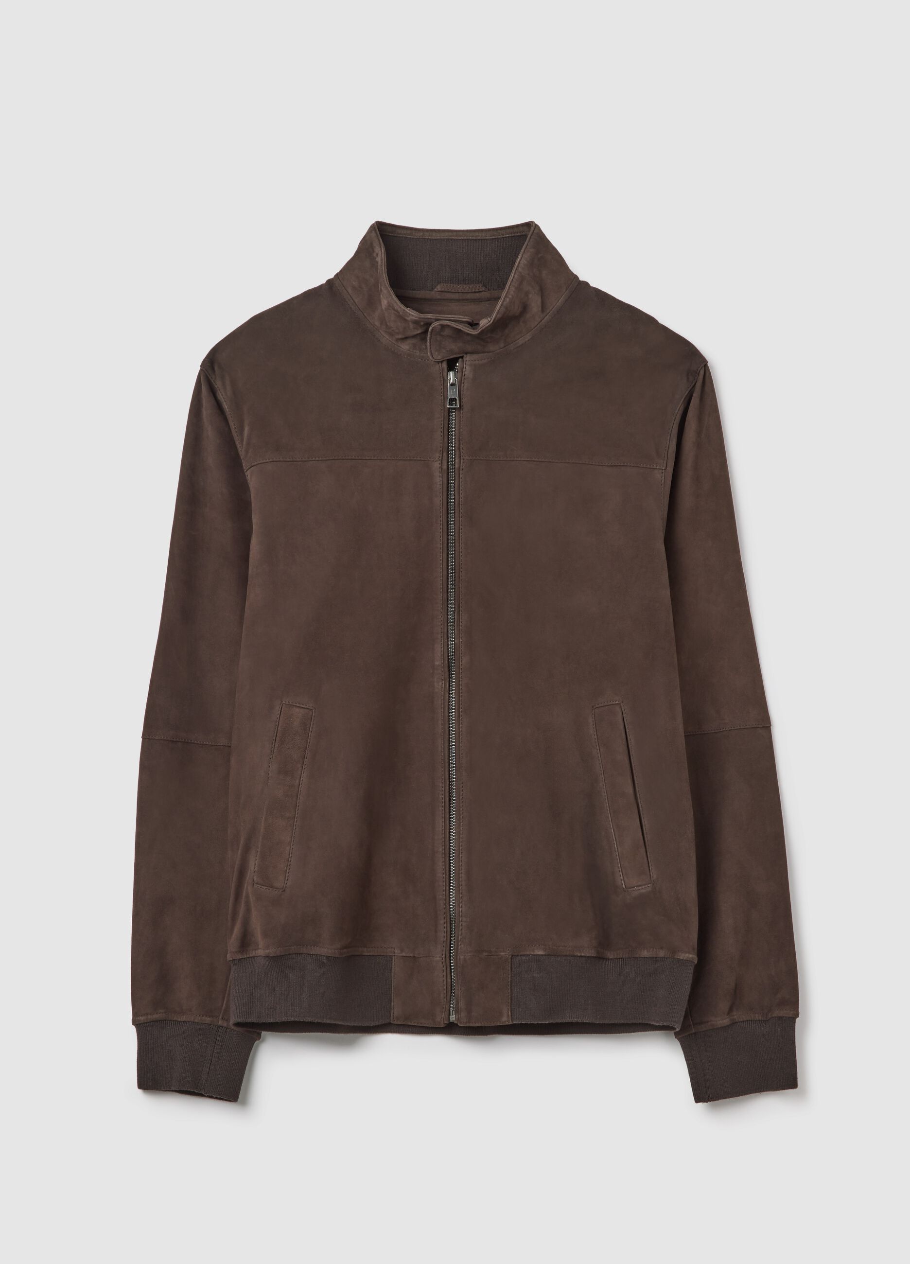 Bomber jacket in suede leather