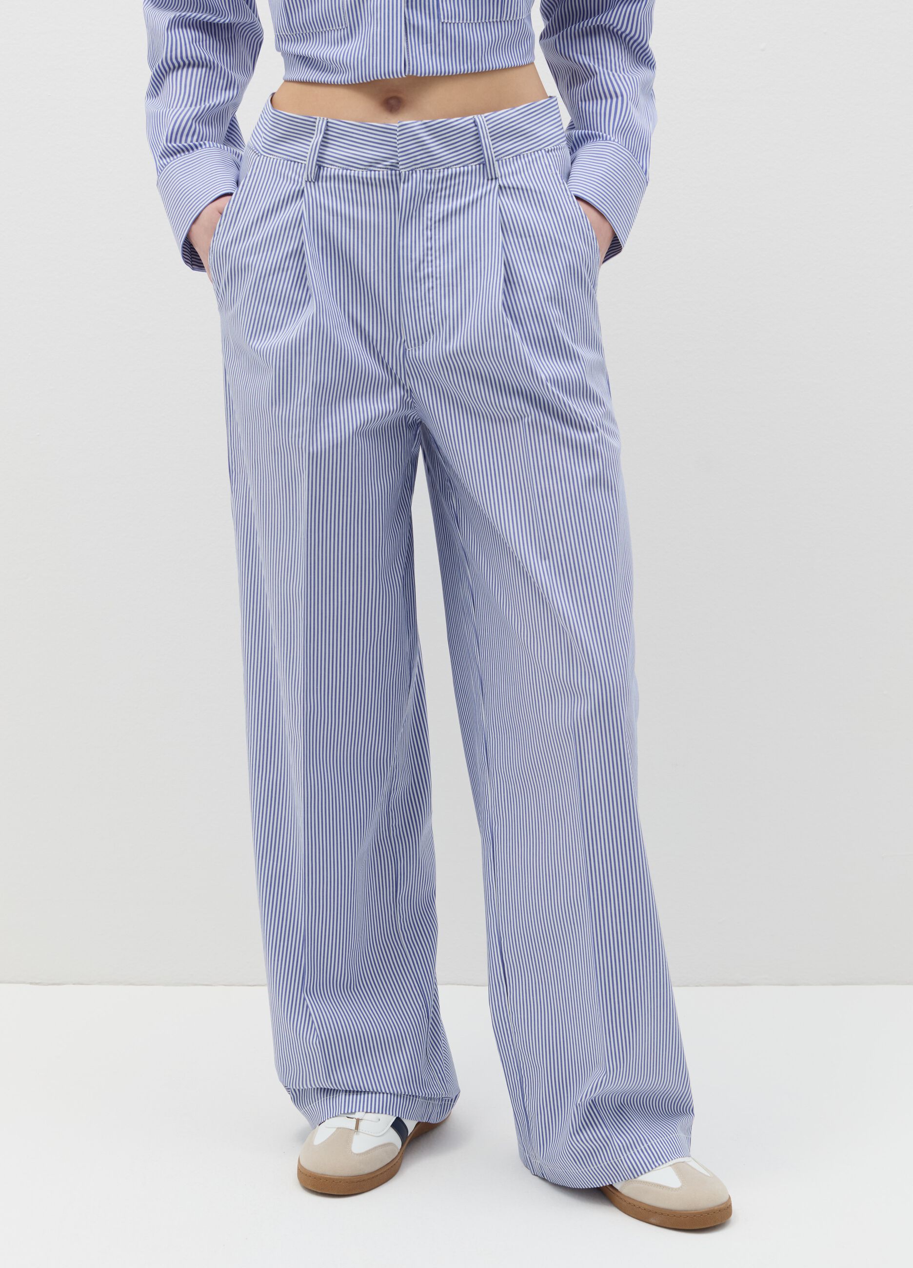Tailored trousers with thin stripes