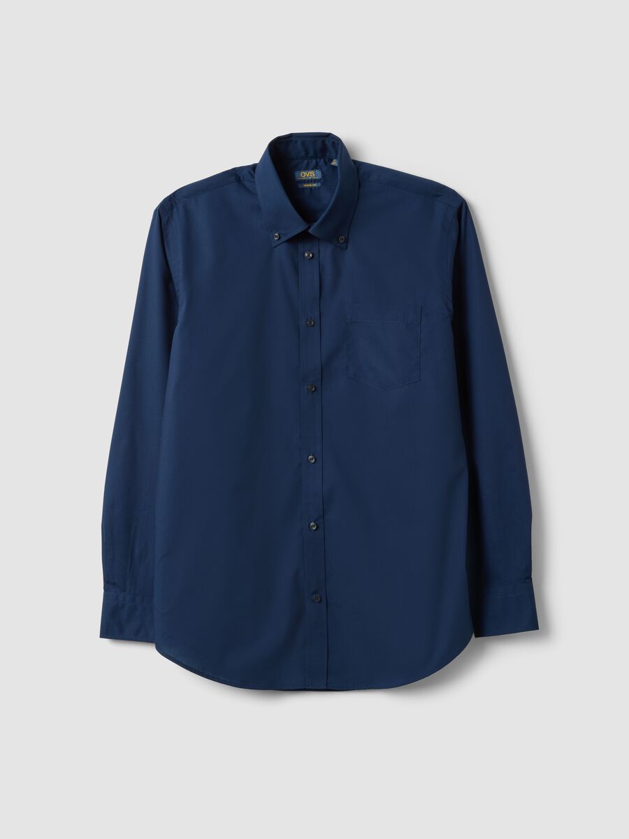 Camicia blu regular fit con collo button-down easy iron_4