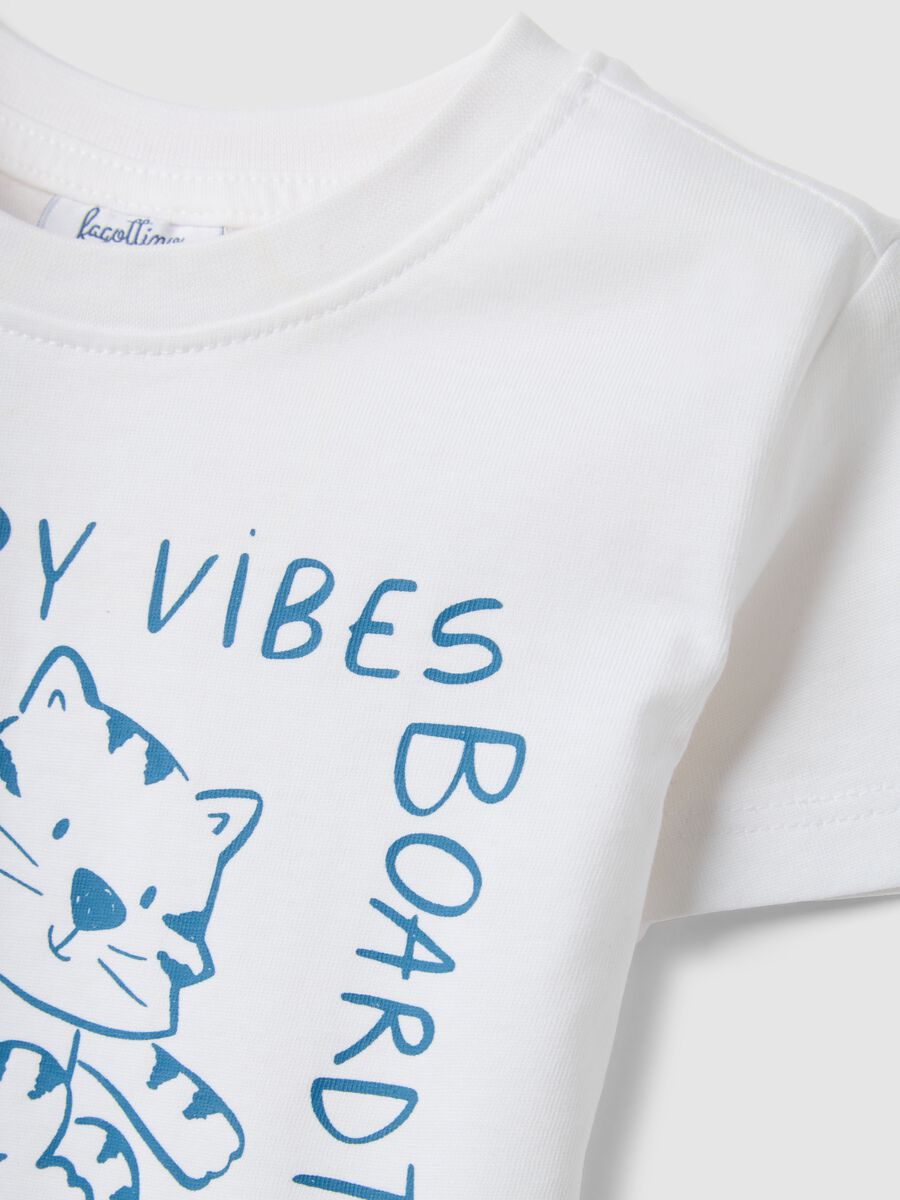 White pure cotton children's T-shirt, regular fit with print_2