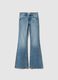 Light blue stretch cotton denim flare trousers_4
