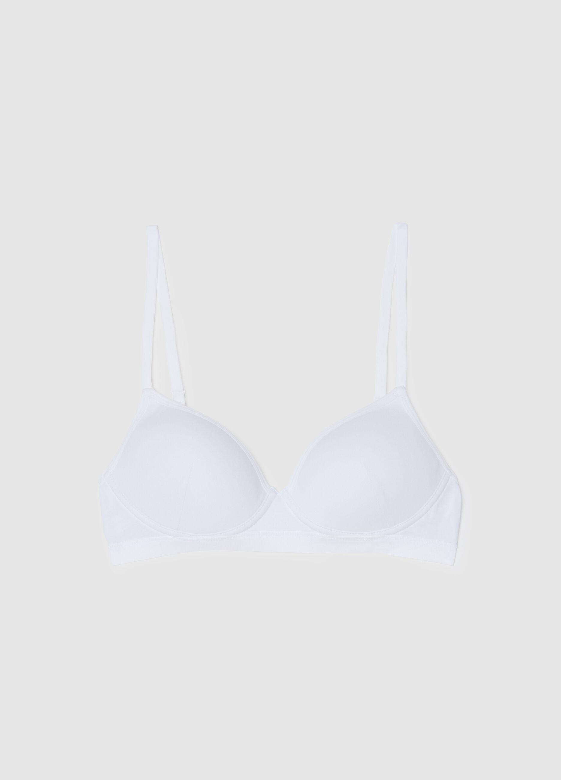 Women's White Stretch Cotton Bra