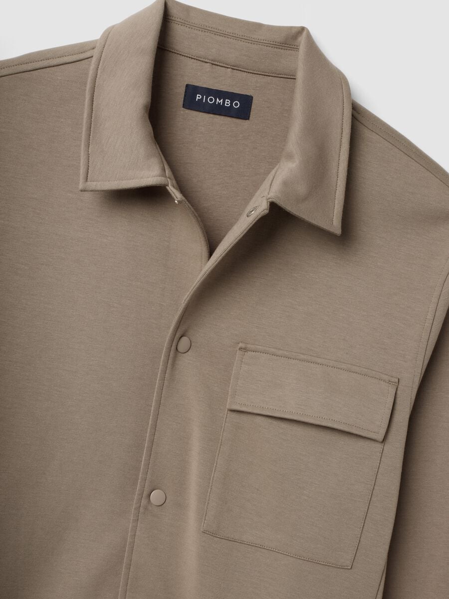 Shacket traspirante marrone in misto cotone con colletto regular fit_1