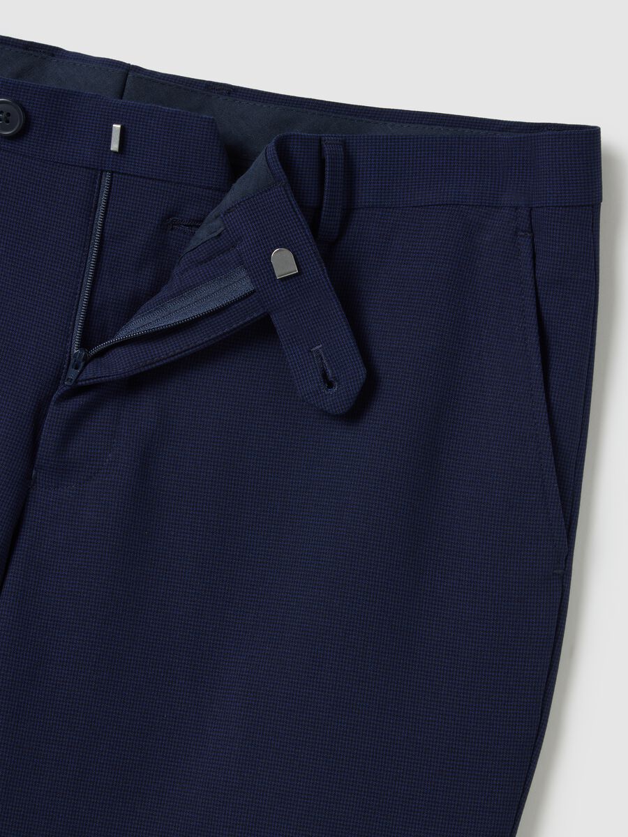 Pantaloni in tessuto elasticizzato blu slim fit_1