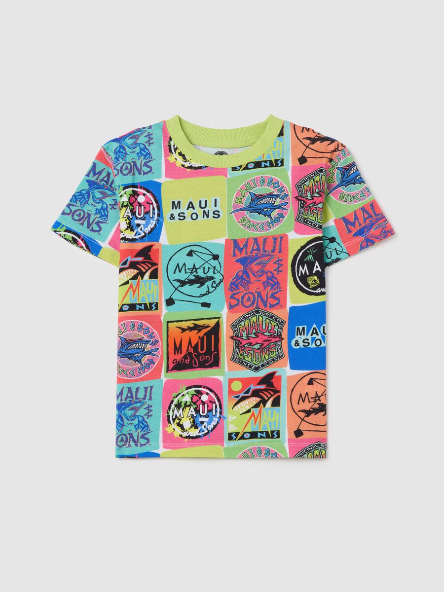 Short Sleeve T-Shirt with Colourful Maui & Sons Print_0