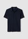 Blue regular fit linen-cotton blend polo_4