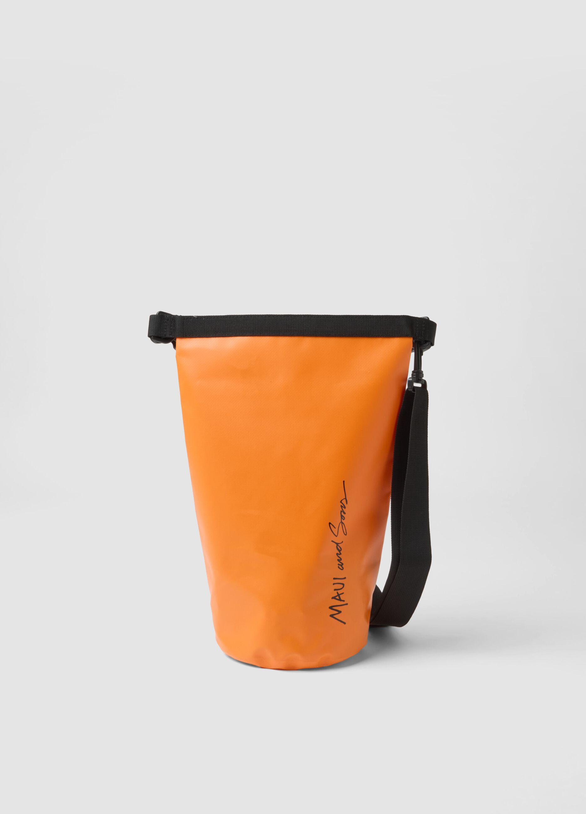 Orange waterproof bag with adjustable shoulder strap