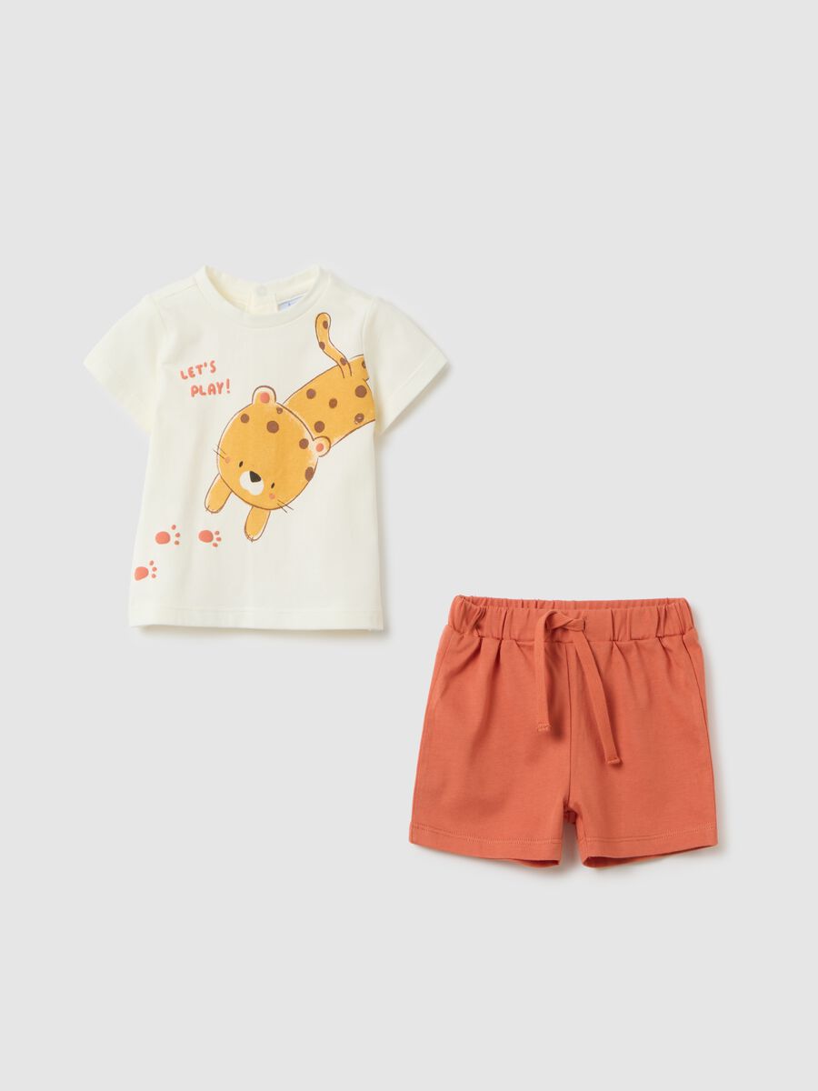 Children's Set in Pure White and Orange Cotton_0