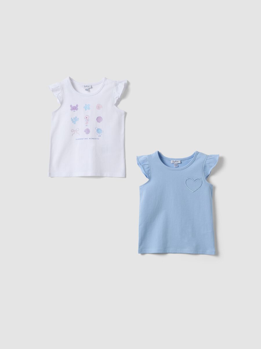Two-pack of sky-blue pure cotton tank tops with frills_0