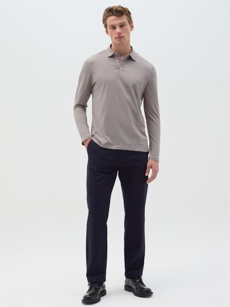 Cotton polo shirt with long sleeves_1