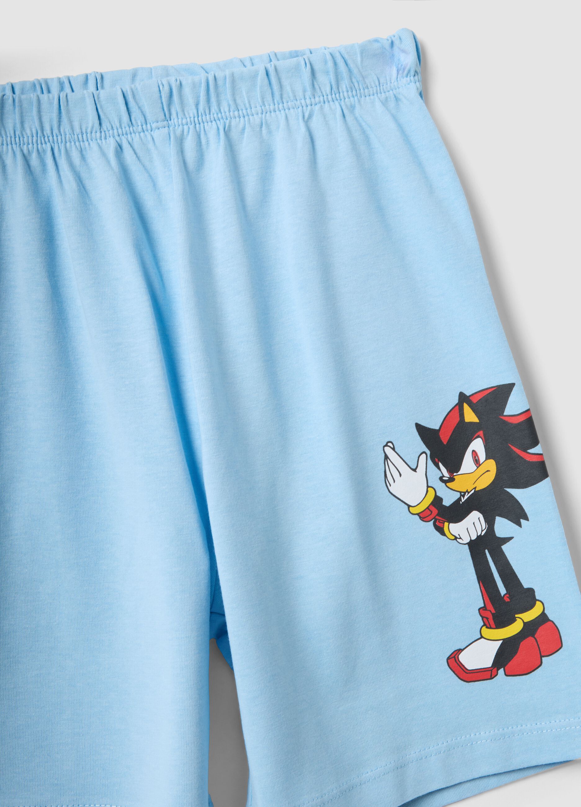 Light blue pure cotton boys&rsquo; short pyjamas with Sonic prints