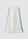 Pantaloni bianchi wide leg in misto cotone con profili arcobaleno_1