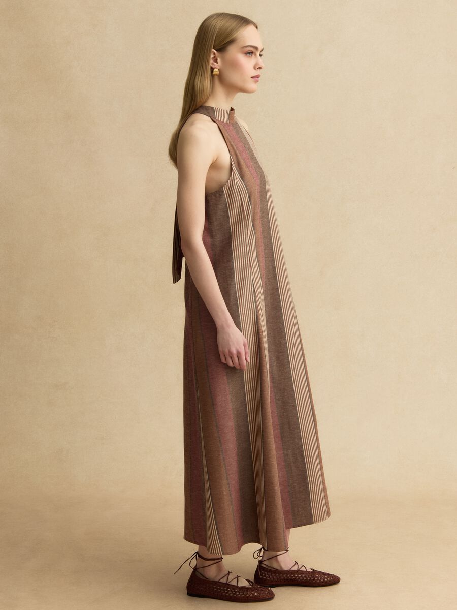 Abito in misto viscosa e lino a righe multicolor relaxed fit_2