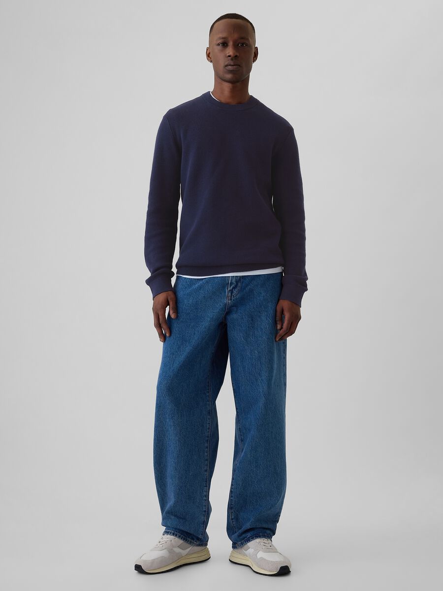 Pullover con micro trama a nido d'ape_1