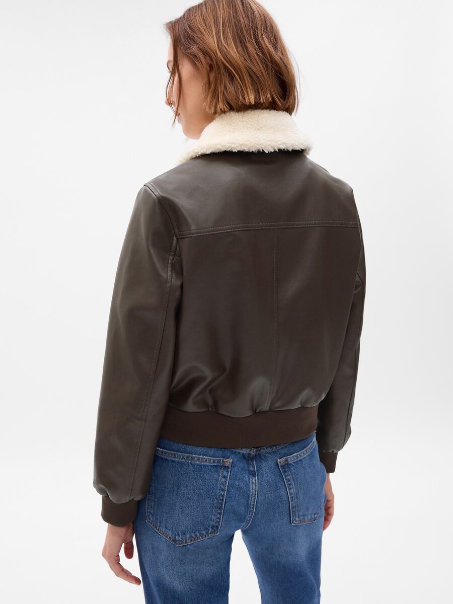Bomber effetto lucido con colletto in sherpa_1