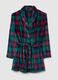Multicolour checked coral fleece dressing gown with belt_0