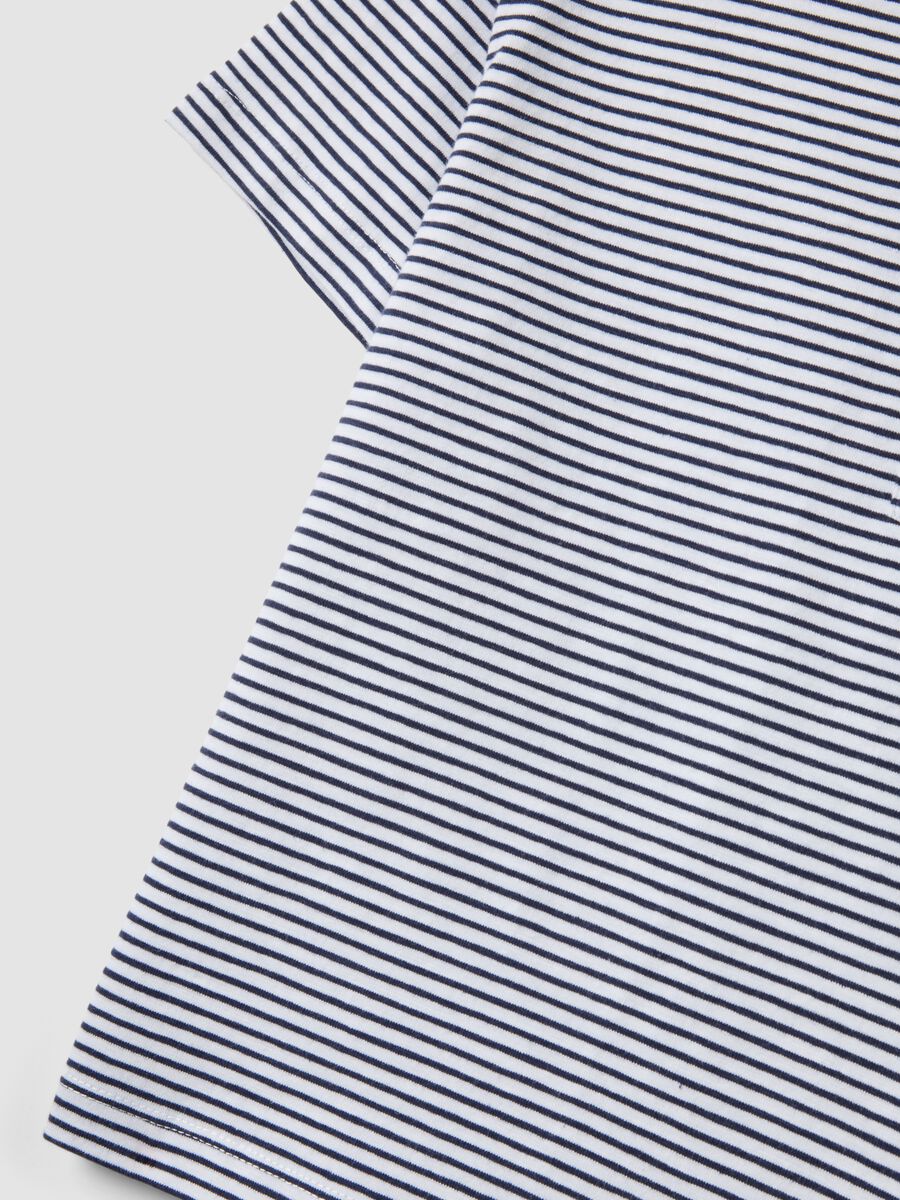 Blue striped stretch cotton T-shirt_3