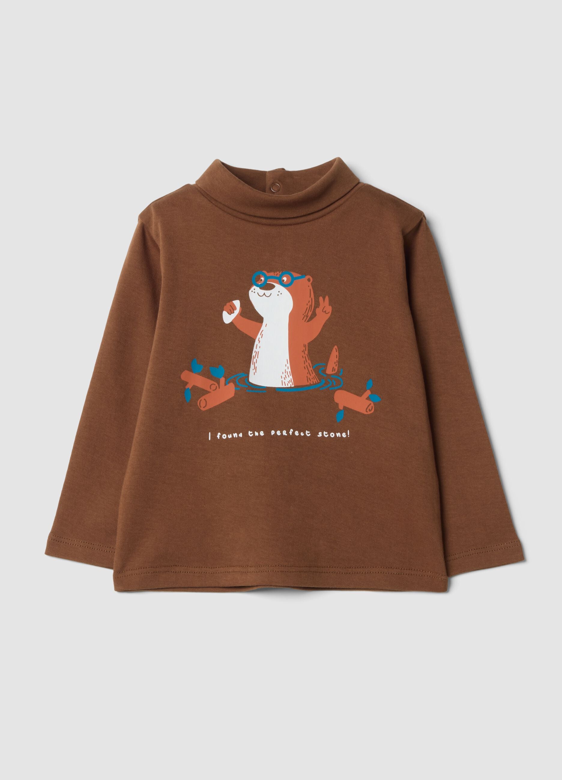 Maglia marrone scuro in puro cotone organico con dolcevita