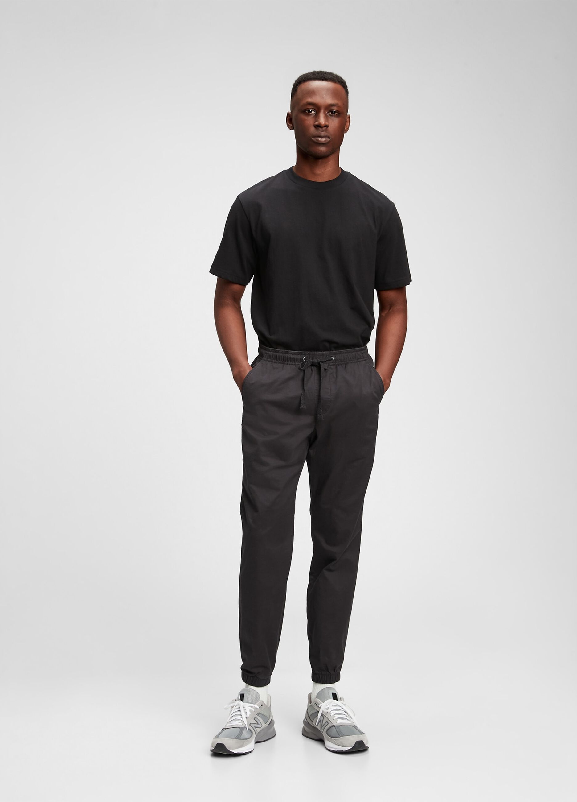 Stretch cotton joggers with drawstring