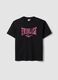Black pure cotton T-shirt with front print, regular fit_0