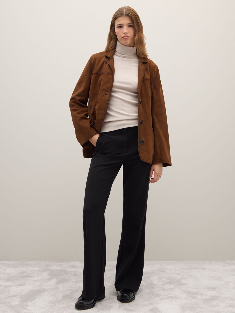 Brown Genuine Leather Blazer_1