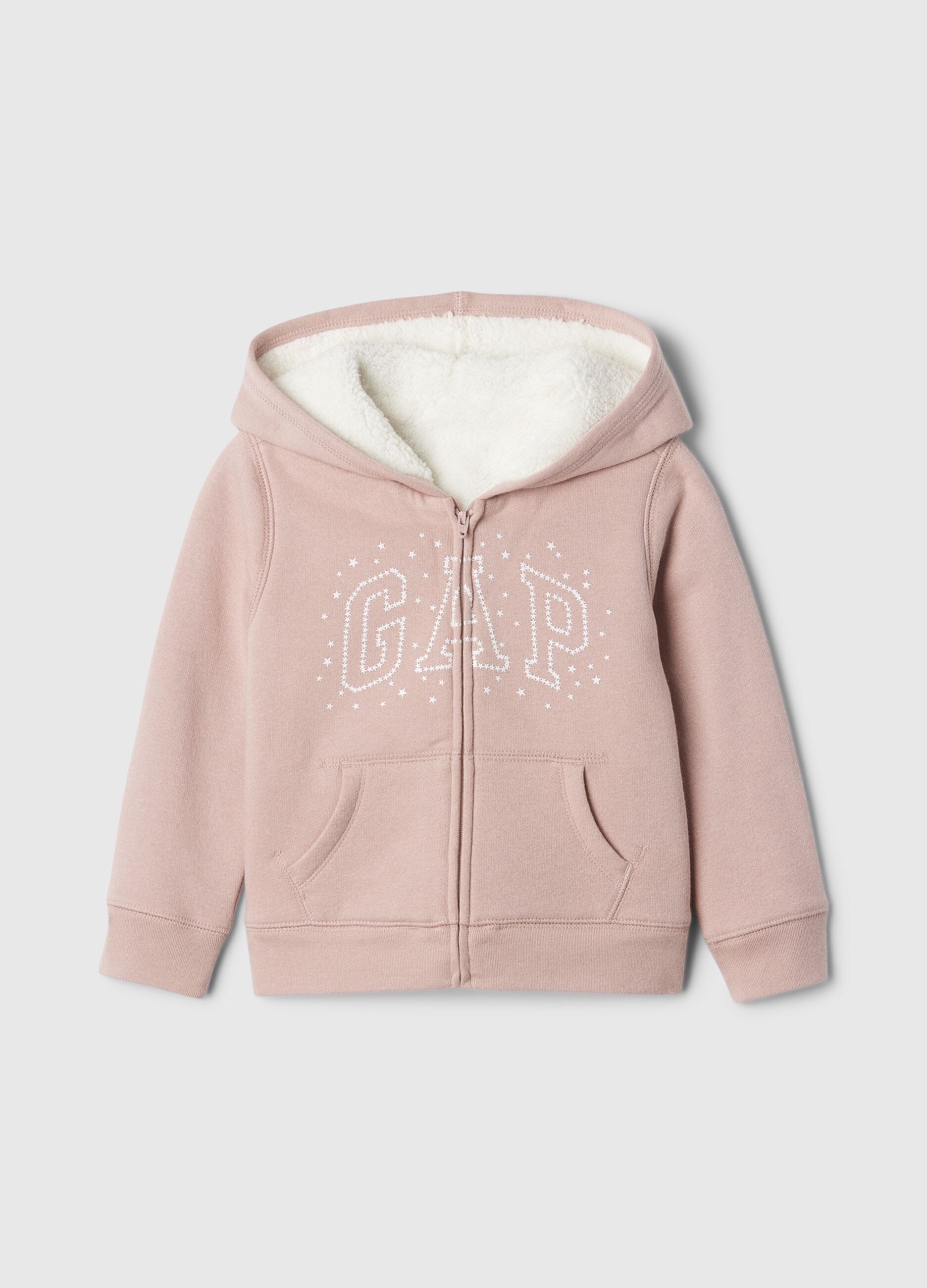 Full-zip con cappuccio interno in sherpa 