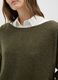 Dark green sweater with round neckline and contrast trim_3