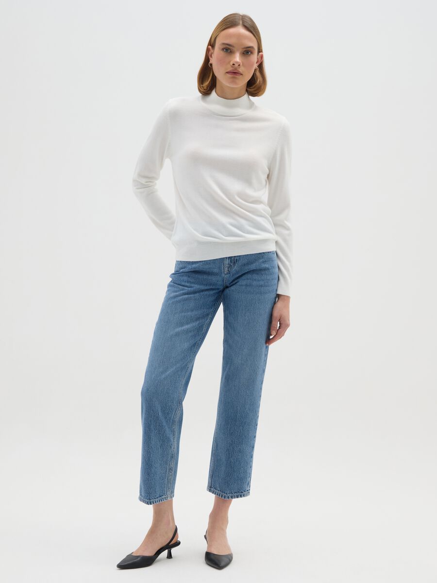 Blue Straight Jeans in Stretch Denim Regular Fit_0
